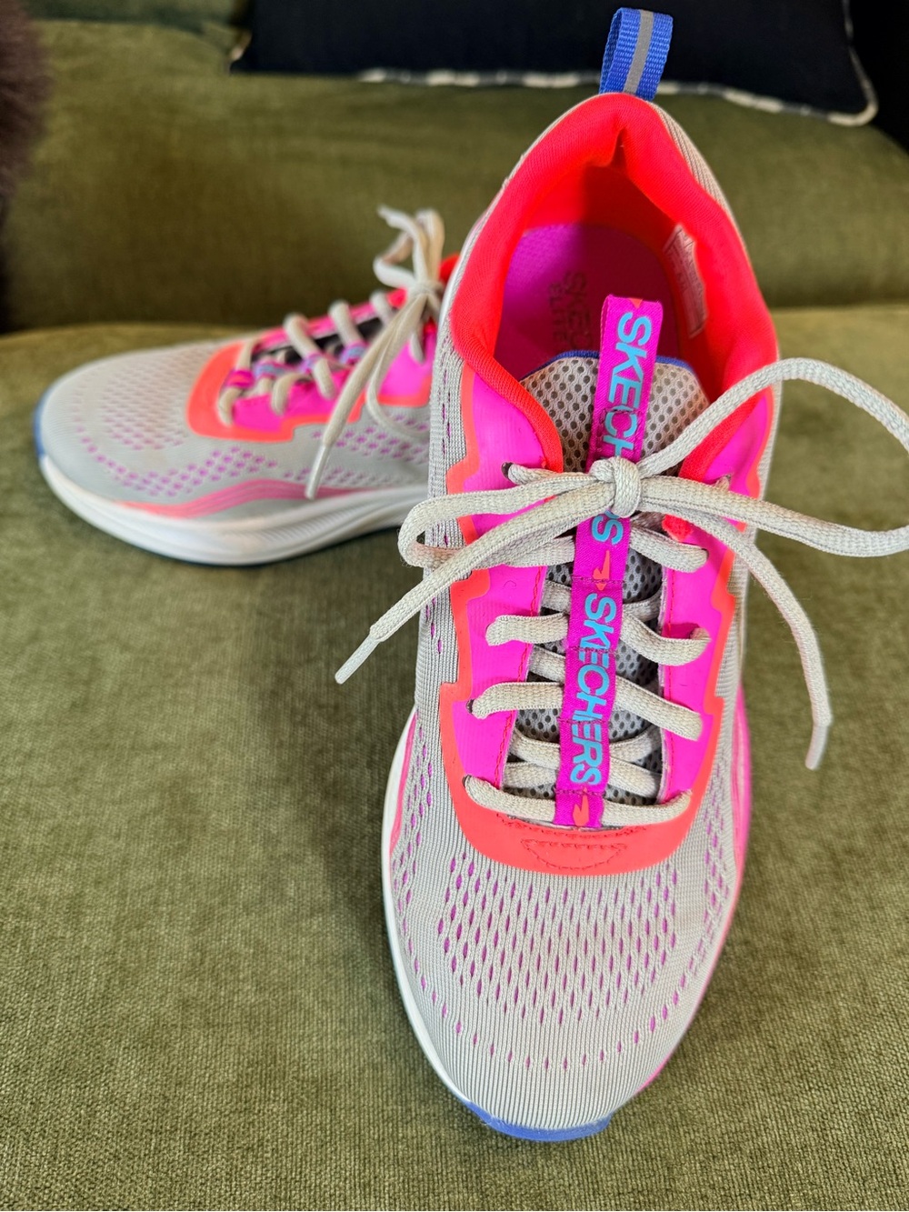 Skechers Girls/Womens Pink and Gray Athletic Sneaker